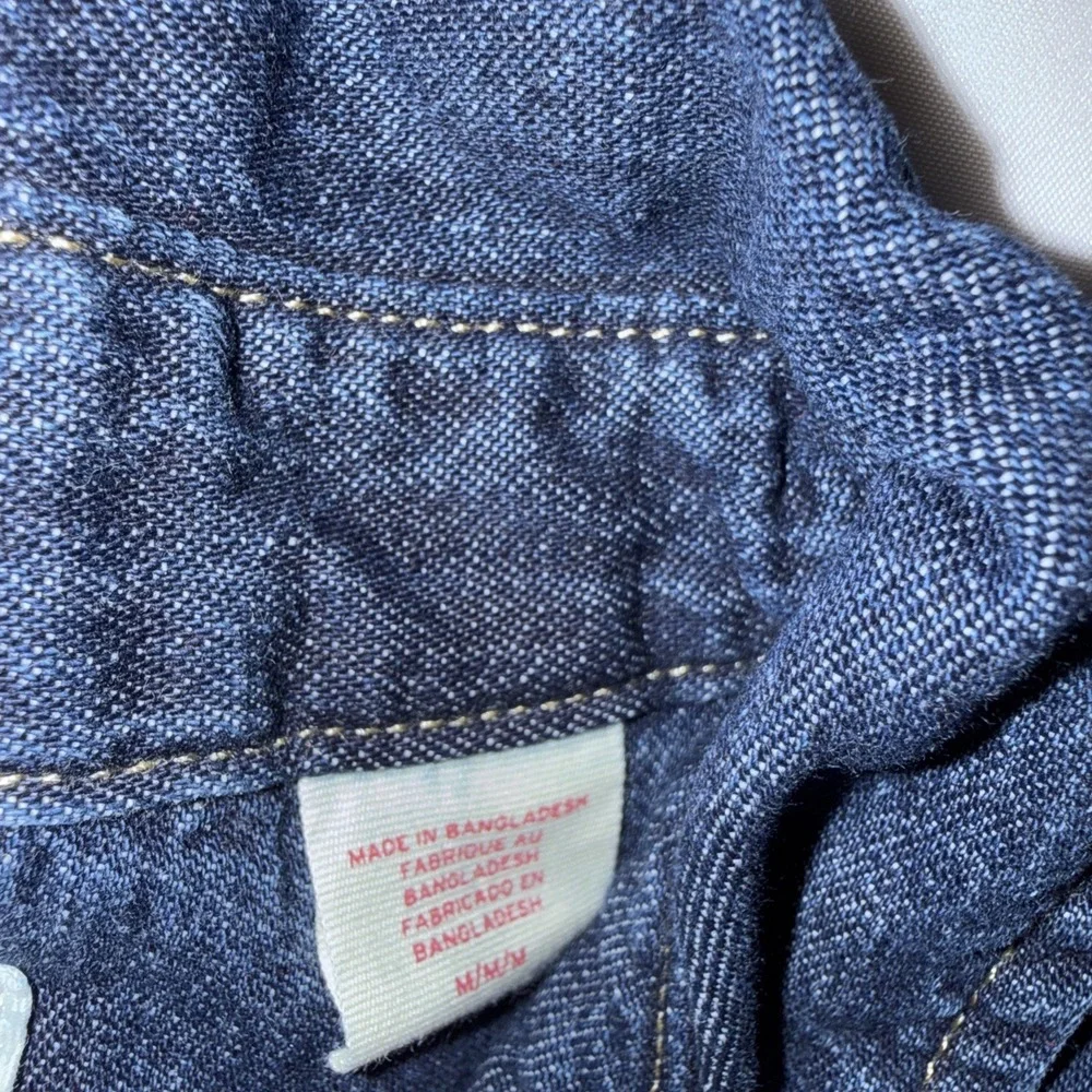 Internal Sample Levi's Pearl Snap Denim Long Sleeve Shirt Women's Sz M Slim Blue